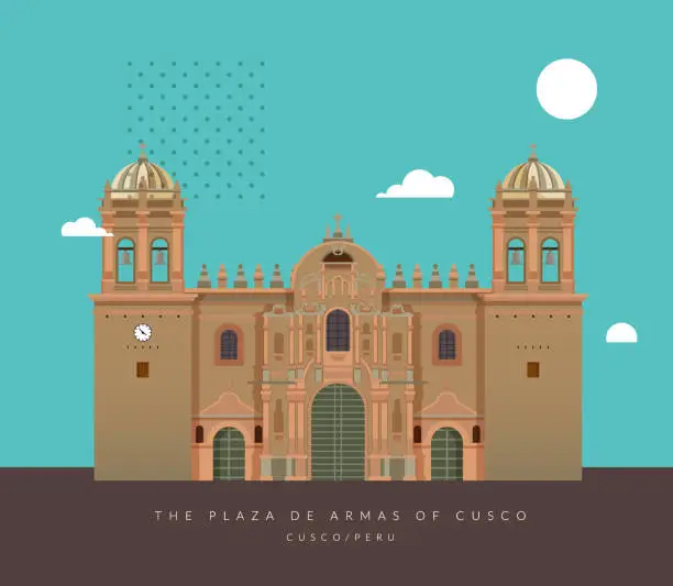 Vector illustration of The Plaza de Armas of Cusco - Stock Illustration