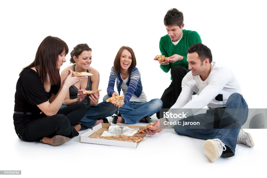 Amigos, comer pizza - Royalty-free Comer Foto de stock