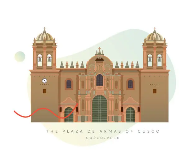 Vector illustration of The Plaza de Armas of Cusco - Stock Illustration