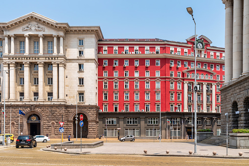 Sofia, Bulgaria's capital, displaying a blend of modern urban architecture and historic landmarks.