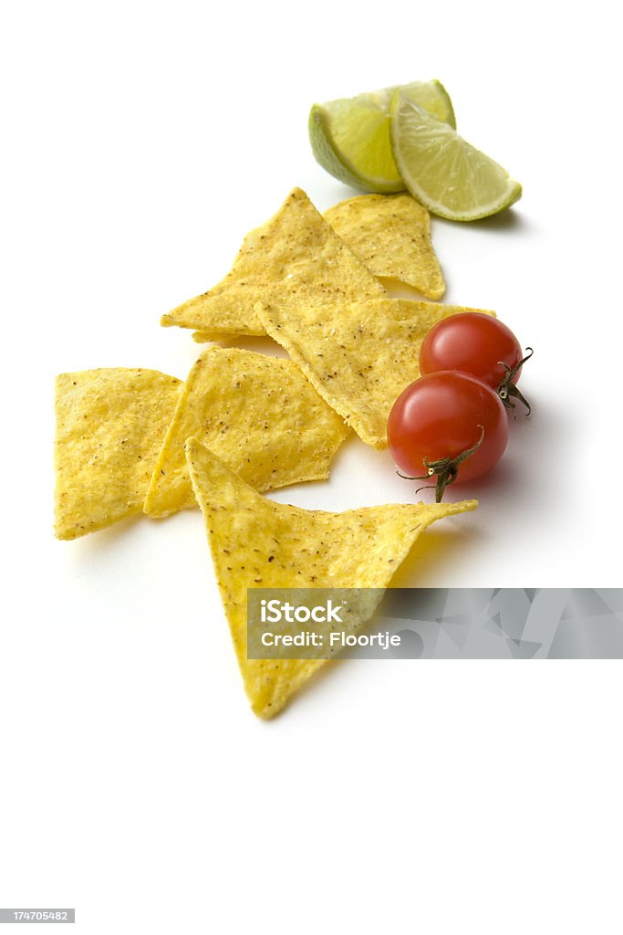 TexMex ingredienti: Nacho, pomodori e Lime - Foto stock royalty-free di America Latina