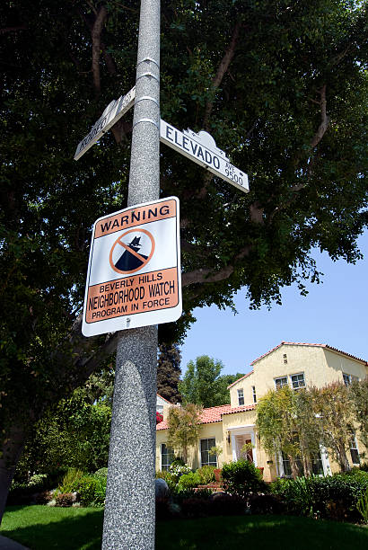 Neighborhood watch Neighborhood watch warning sign. neighborhood crime watch stock pictures, royalty-free photos & images