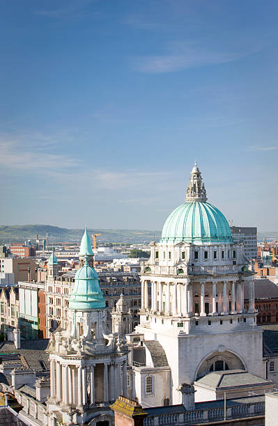 Aerial view of City Hall, Belfast "Aerial view of City Hall, Belfast. Taken with Canon 1Ds MarkIII" belfast photos stock pictures, royalty-free photos & images