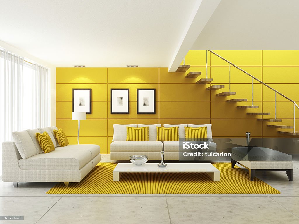 Interior moderno de sala de estar - Foto de stock de Arquitectura libre de derechos