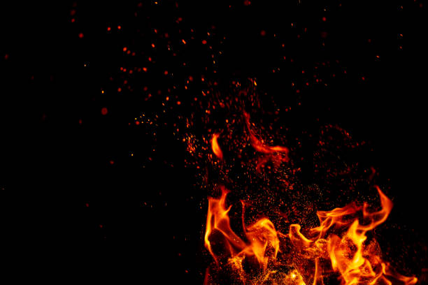 istock Pure flame and bright fire sparks isolated on black background 1747071164