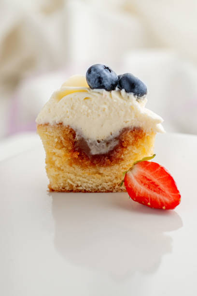 Cake in a plate on a light background