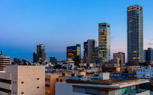 City view at dusk. Tel Aviv, Israel