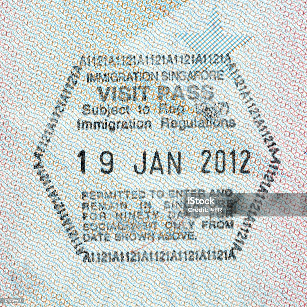 A imigração Visa Carimbo de Passaporte, visite Pass, Singapura - Royalty-free Carimbo de Passaporte Foto de stock