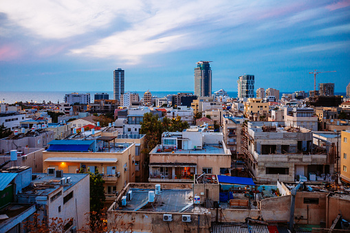 City view at dusk. Tel Aviv, Israel