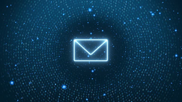 Email and data in blue background