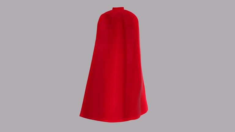 Red superhero cape waving.