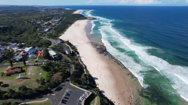 Aerial Above Ballina Head Lookout Near Richmond River Light In NSW, Australia. Shelly Beach And East Ballina Revealed. tilt-up