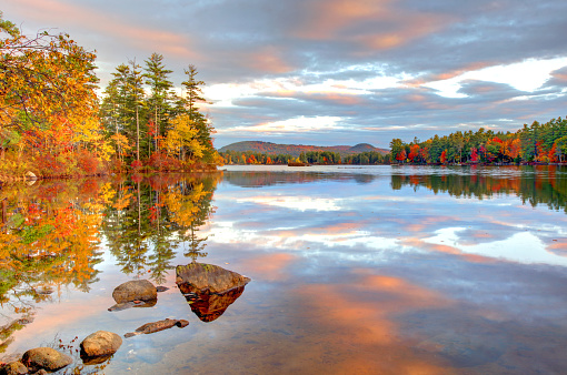 Moose Pond is located in the towns of Bridgton, Denmark and Sweden, in the state of Maine.  Pleasant Mountain Ski Area, a ski resort, are located on the pond.