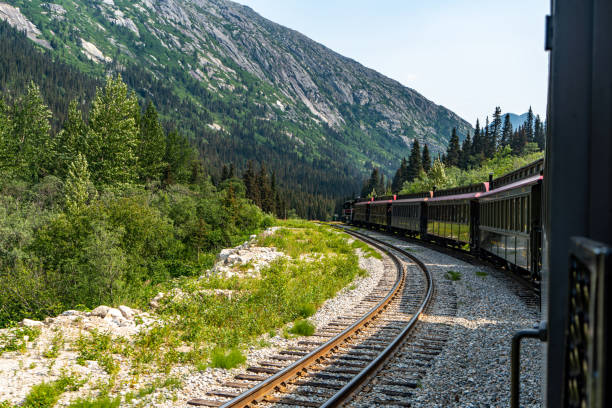 istock White Pass Summit excursion tour train in the mountains, Alaska, USA. 1747313959