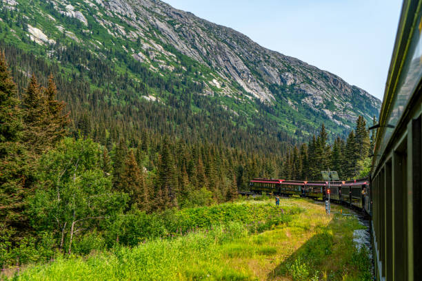 istock White Pass Summit excursion tour train in the mountains, Alaska, USA. 1747314572