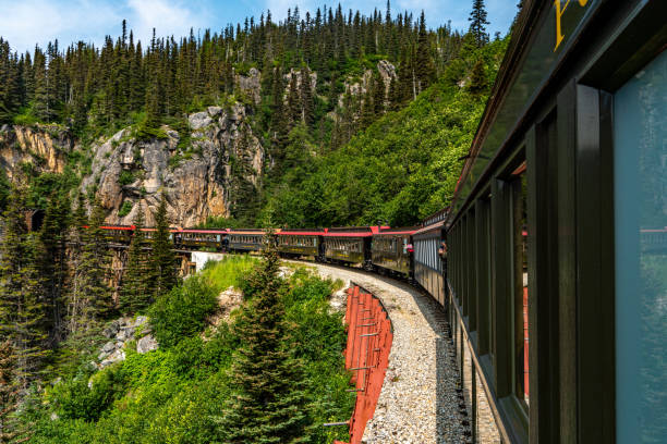 istock White Pass Summit excursion tour train in the mountains, Alaska, USA. 1747314581