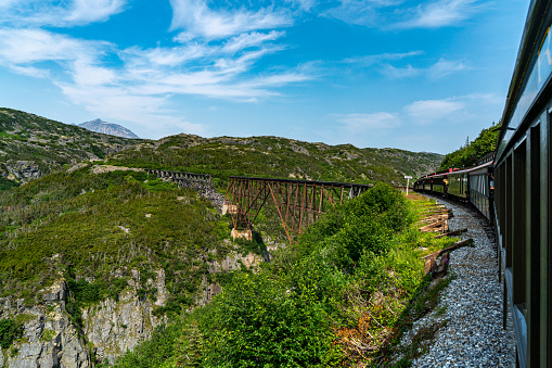 White Pass Summit excursion tour train, Alaska, USA.