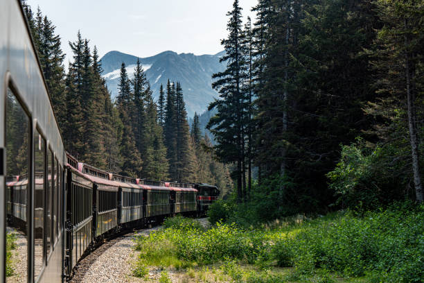 istock White Pass Summit excursion tour train in the mountains, Alaska, USA. 1747315479