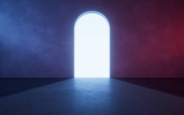 istock Open the door of the dark room, 3d rendering. 1747430237