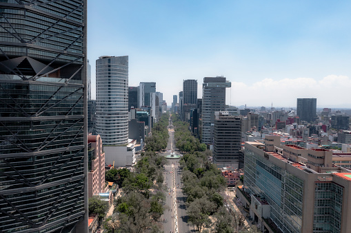 The Angel of Independence,  is a victory column on a roundabout on the major thoroughfare of Paseo de la Reforma in downtown Mexico City.