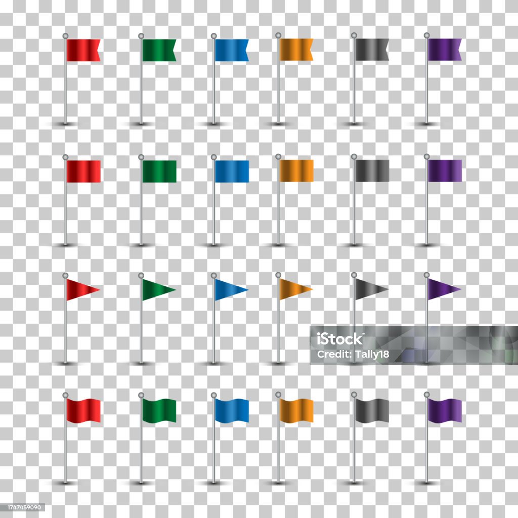 Locating Flags Set Of Colorful Flagslocation Marker Symbol Map Pointervector ...