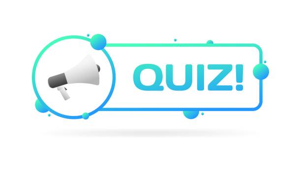 istock Quiz sign. Flat, blue, megaphone in a circle, quiz sign. Vector icon 1747459139