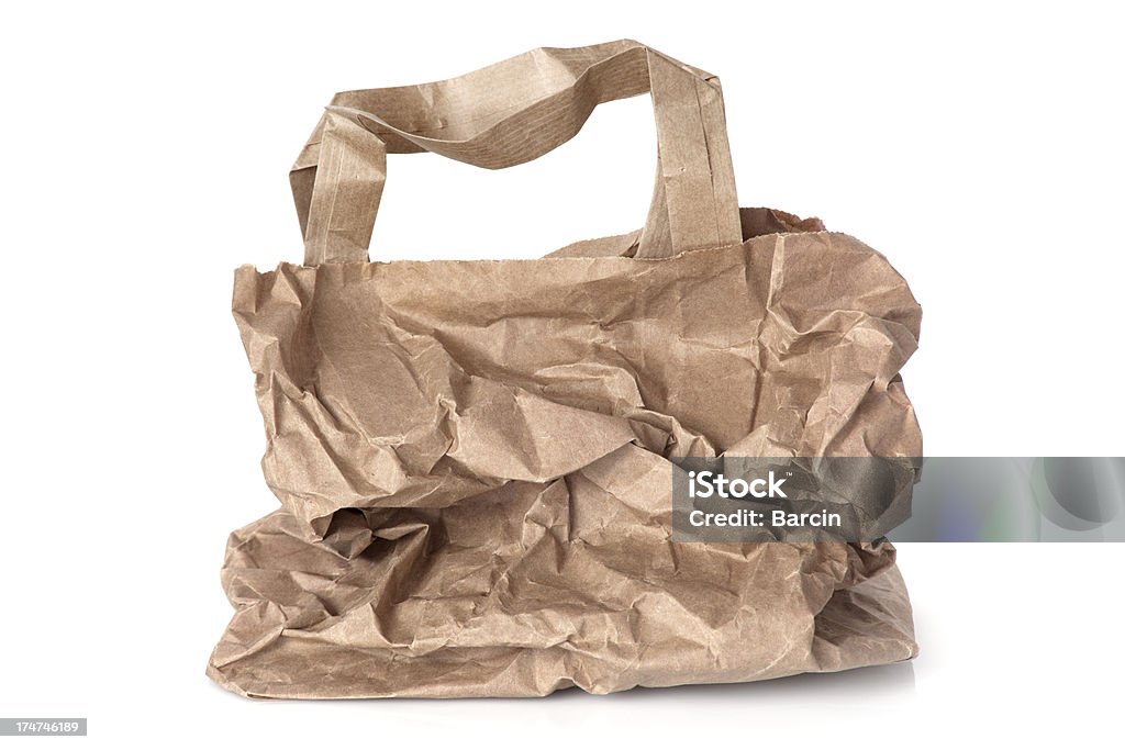 Enrugado em branco saco de almoço de Papel Pardo - Royalty-free Almoço Foto de stock