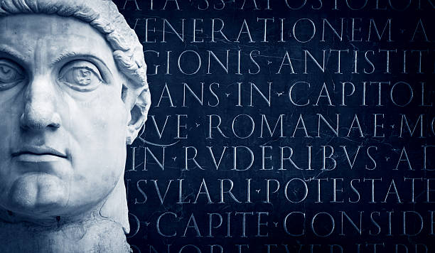 istock Face of the Emperor Constantine and latin script 174746596