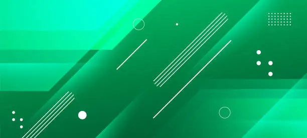 Vector illustration of Abstract  green technology geometric background with geometric square, circle, stripes line and shadow. Modern futuristic background