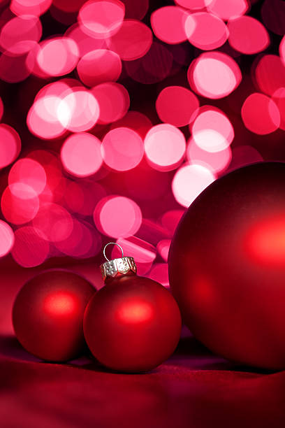 istock Christmas balls against red background 174748210