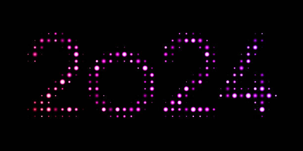 istock New Year 2024 gradient glitter halftone pattern on dark background made of shimmering lights. 1747482581