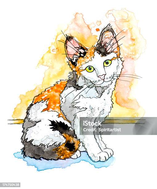 Calico キトンのイラストホワイト - 水彩画のベクターアート素材や画像を多数ご用意 - 水彩画, 飼い猫, ふわふわ