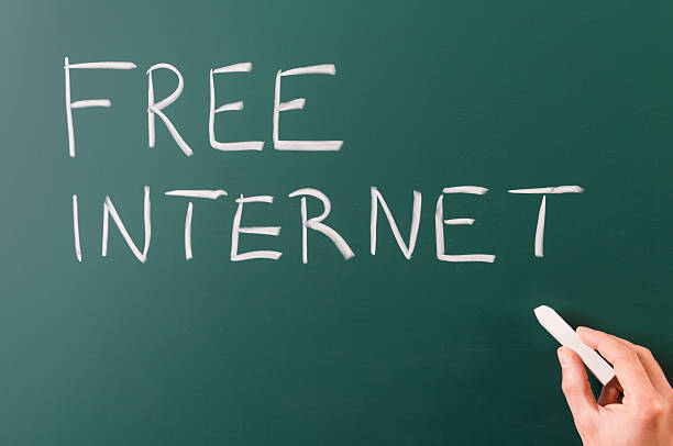istock Blackboard with free internet info, hot spot 174751254