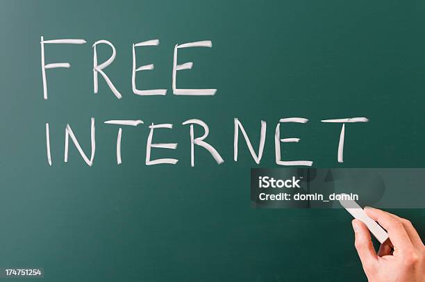 Blackboard With Free Internet Info Hot Spot Stock Photo - Download Image Now - Chalk Drawing, Chalkboard - Visual Aid, Close-up