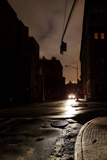Blackout - Dark Urban Street In the West Village in Manhattan after Hurricane Sandy blackout photos stock pictures, royalty-free photos & images