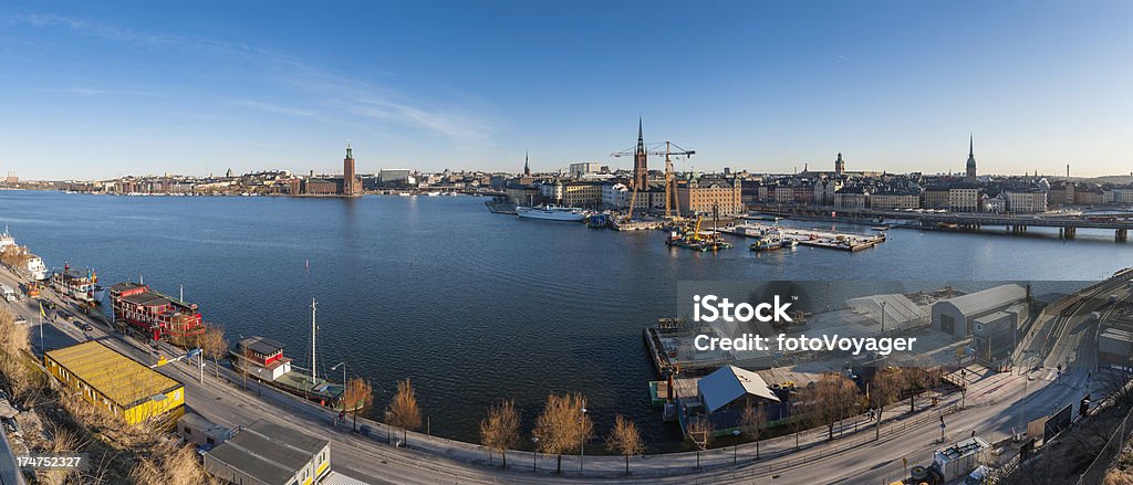 Stockholm sites touristiques en bord de mer de la ville de Riddarfjarden panorama de la Suède - Photo de Baie - Eau libre de droits