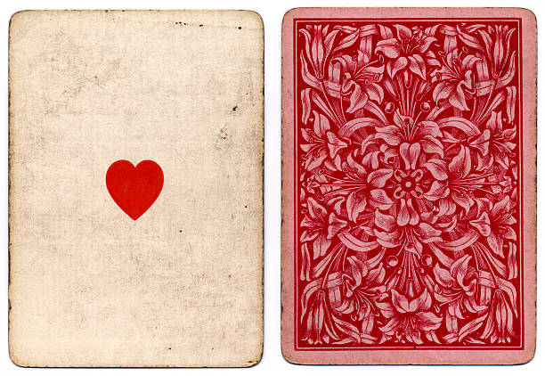 antique as de coeur 1864 avec motif floral dans le dos - ace of hearts photos et images de collection