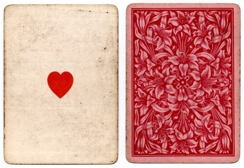 Antique ace of hearts 1864 with floral back design