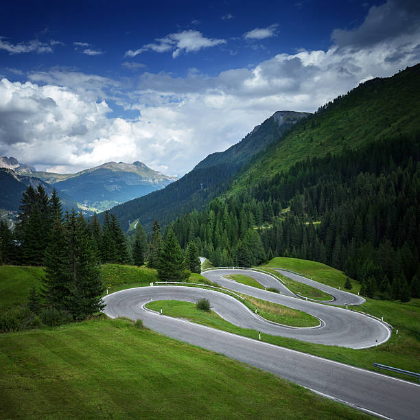 istock Winding road through Dolomite Alps valley 174752708