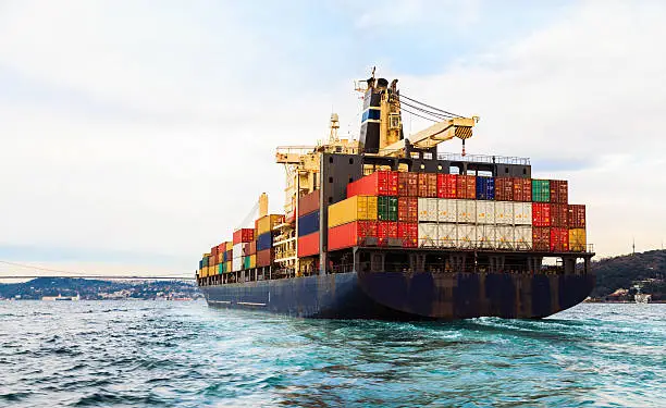 Cargo Container Ship on The Bosphorus