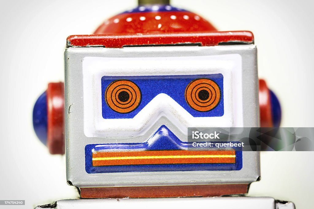 Nahaufnahme von einem retro Zinn Spielzeug-Roboter - Lizenzfrei Alt Stock-Foto