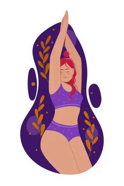 Vector illustration of Woman in violet swimsuit vector concept