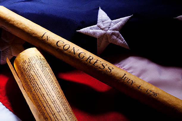 istock US Declaration of Independence & USA Flag 174754939