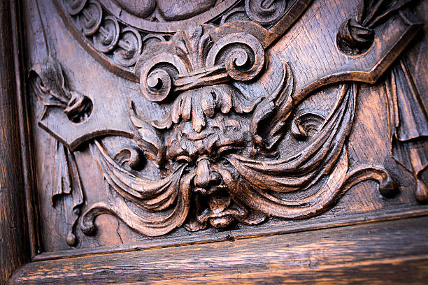 istock Antique decorated wood door 174755197