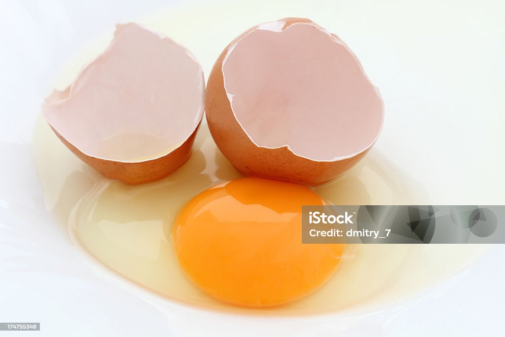 Raw egg Yolk and the broken egg Egg White Stock Photo