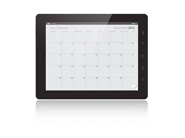 Digital Tablet Calendar - NOVEMBER 2012 A generic digital tablet with a calendar of NOVEMBER 2012. Clipping path supplied.Check out the other images in this series here... calendar 2012 stock pictures, royalty-free photos & images