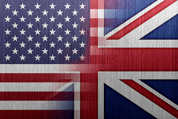 US and UK Flag vector art illustration