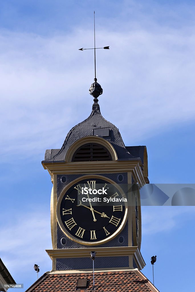 Suisse. Relógio em Murten - Foto de stock de Algarismo Romano royalty-free