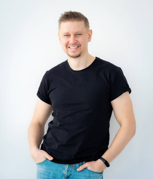 istock Happy man wearing black shirt 1747568309