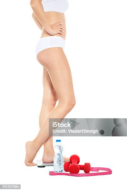 Woman Measuring Waist Stock Photo - Download Image Now - Adult, Adults Only, Balance